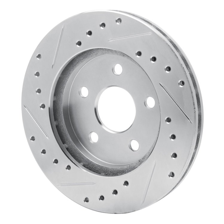 E-Line Drilled & Slotted Silver Brake Rotor, 1991-1992 Mopar, Position: Front Right