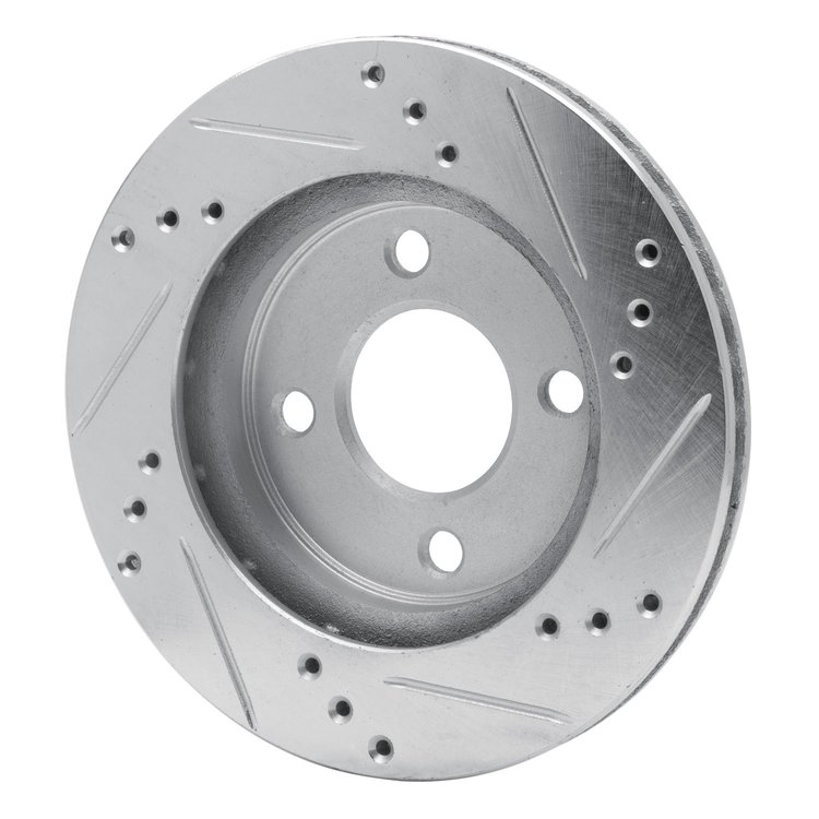 E-Line Drilled & Slotted Silver Brake Rotor, 1995-1996 Mopar, Position: Front Left