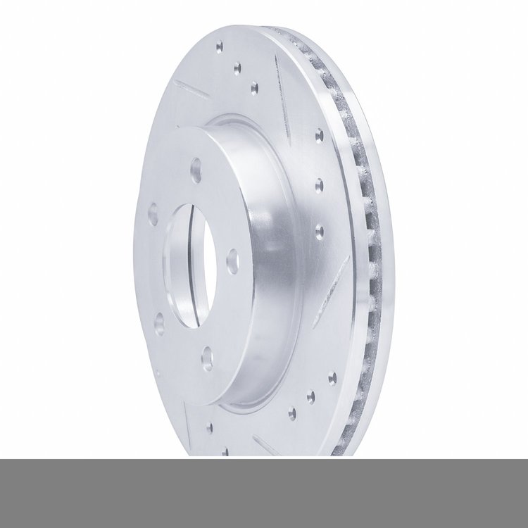 E-Line Drilled & Slotted Silver Brake Rotor, 1998-2000 Mopar, Position: Front Right