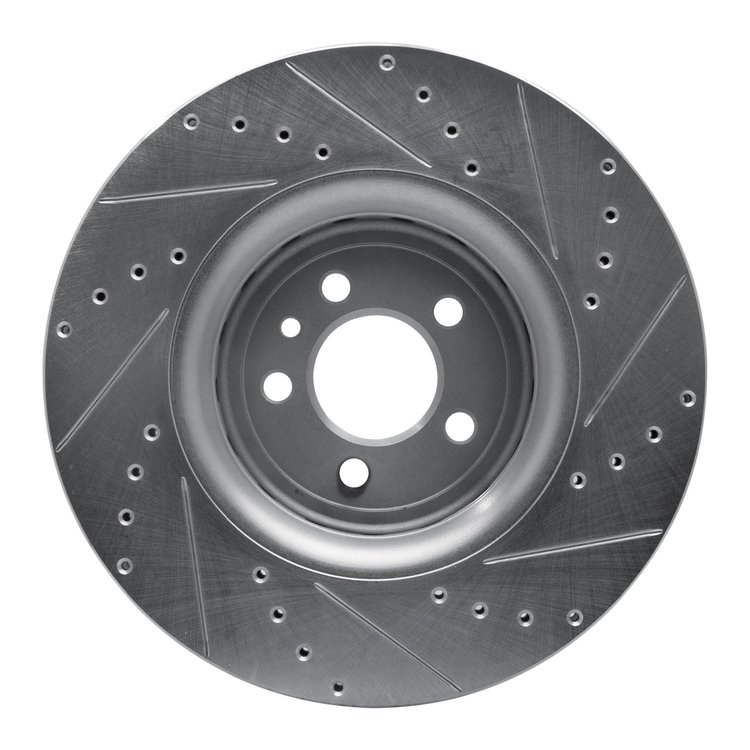 E-Line Drilled & Slotted Silver Brake Rotor, Fits Select Mopar, Position: Front Left