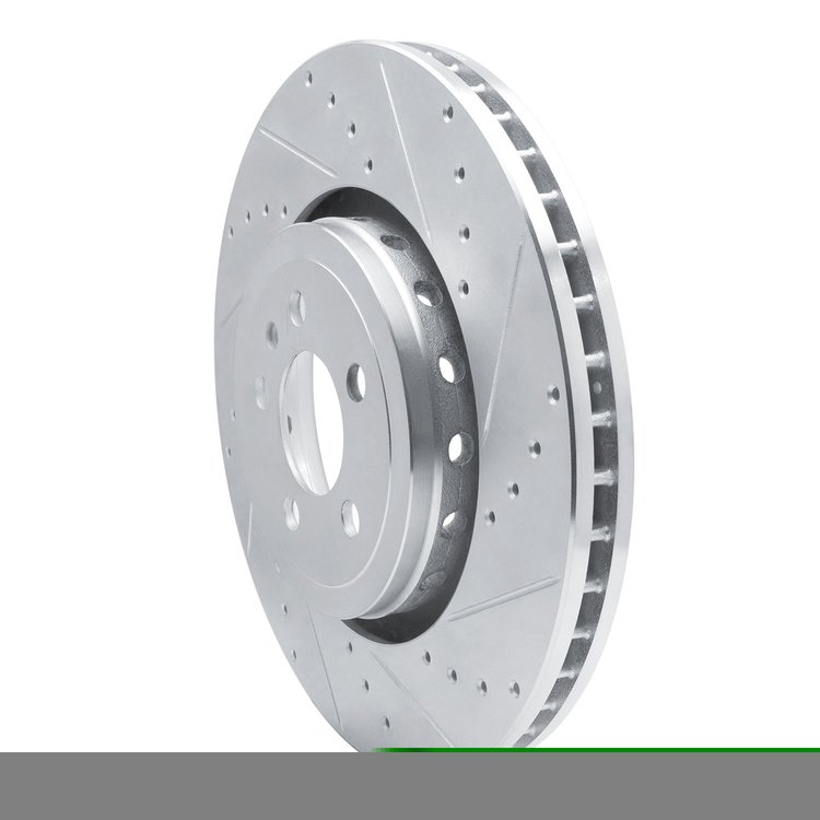 E-Line Drilled & Slotted Silver Brake Rotor, Fits Select Mopar, Position: Front Right