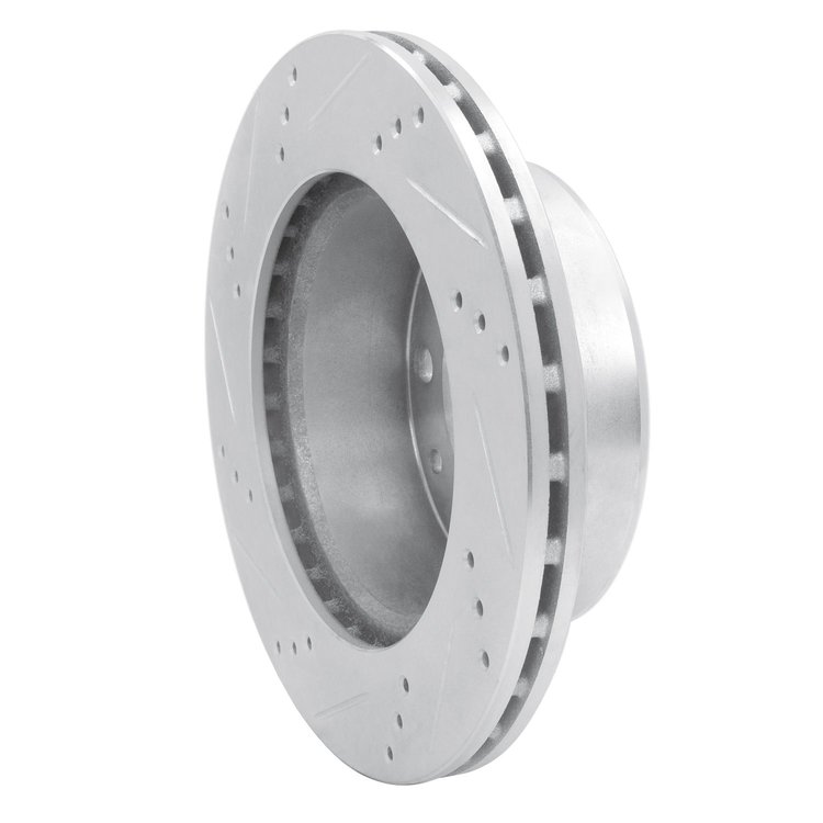 E-Line Drilled & Slotted Silver Brake Rotor, 2002-2006 Fits Multiple Makes/Models, Position: Front Right