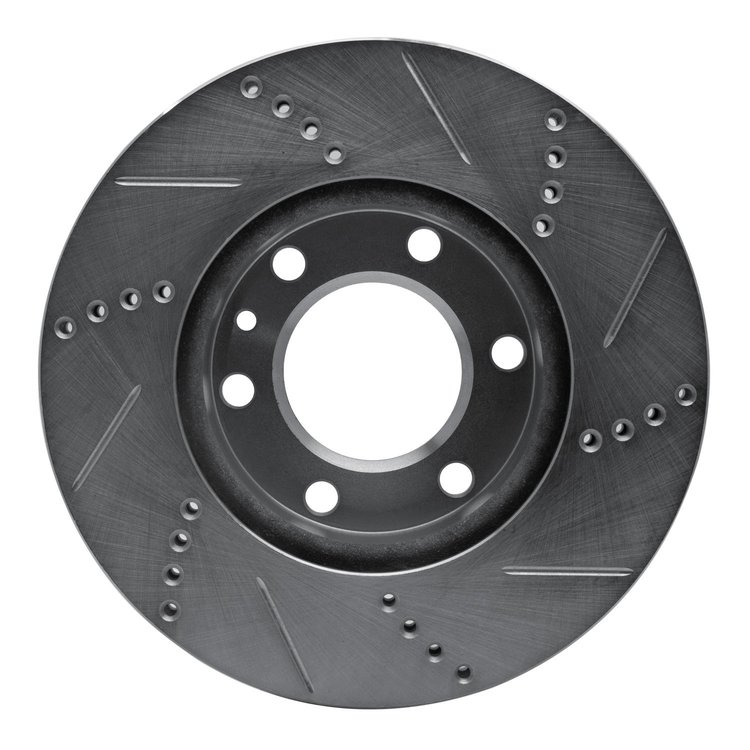 E-Line Drilled & Slotted Silver Brake Rotor, Fits Select Fits Multiple Makes/Models, Position: Front Left