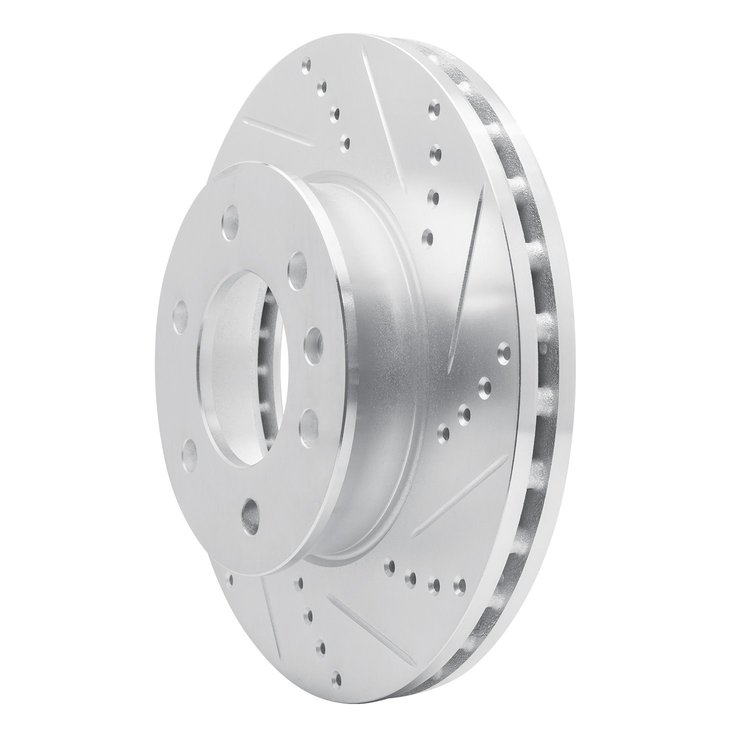 E-Line Drilled & Slotted Silver Brake Rotor, Fits Select Fits Multiple Makes/Models, Position: Front Right