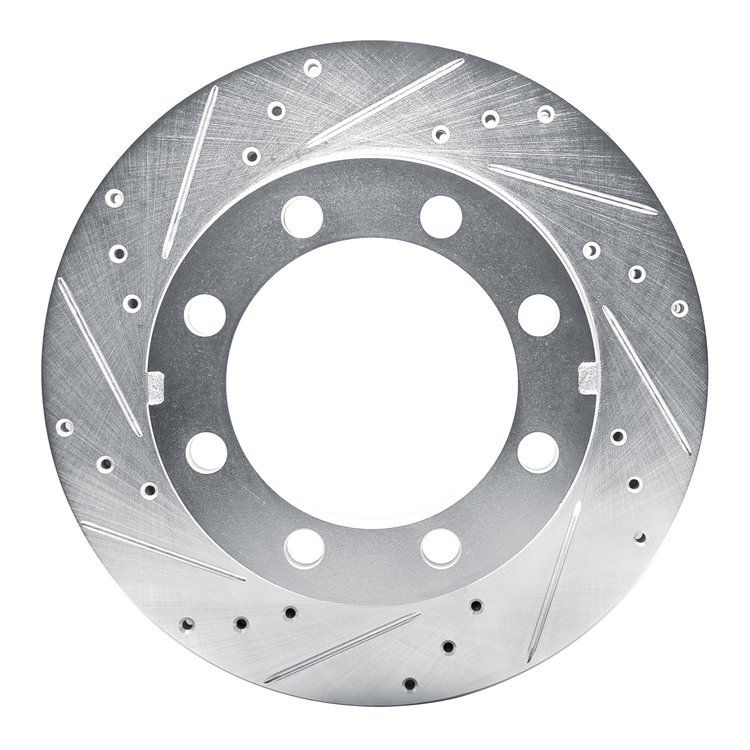 E-Line Drilled & Slotted Silver Brake Rotor, 1977-1993 Fits Multiple Makes/Models, Position: Front Left