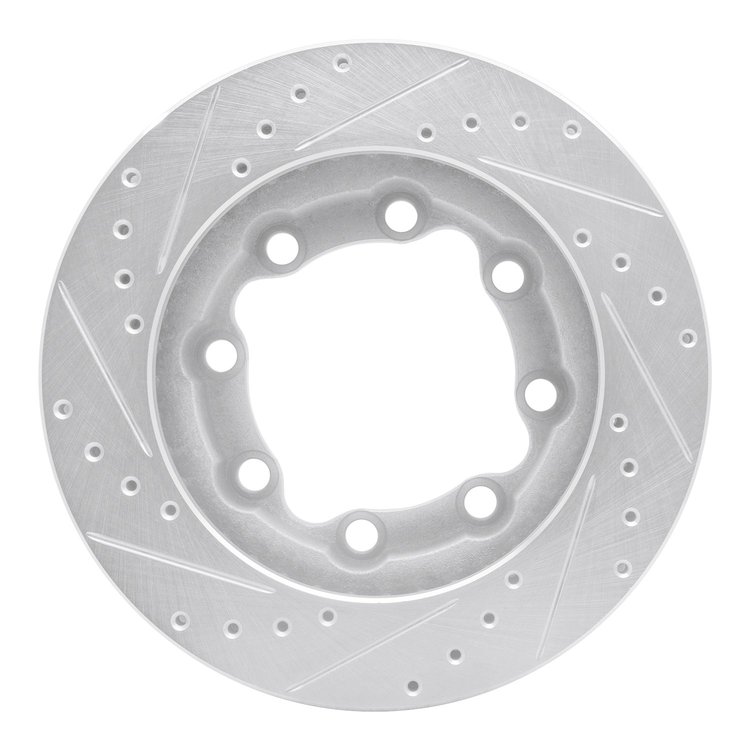 E-Line Drilled & Slotted Silver Brake Rotor, 1992-2000 Fits Multiple Makes/Models, Position: Front Right