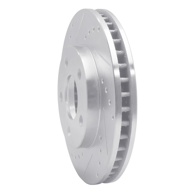 E-Line Drilled & Slotted Silver Brake Rotor, 1987-1990 Mopar, Position: Front Left