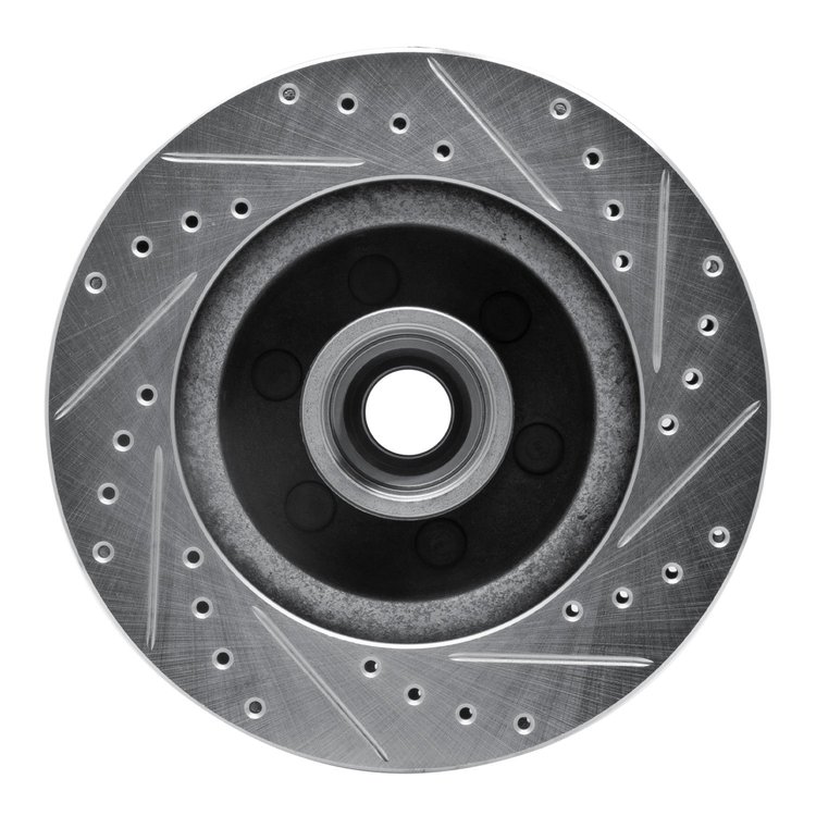 E-Line Drilled & Slotted Silver Brake Rotor, 1991-1996 Mopar, Position: Front Left