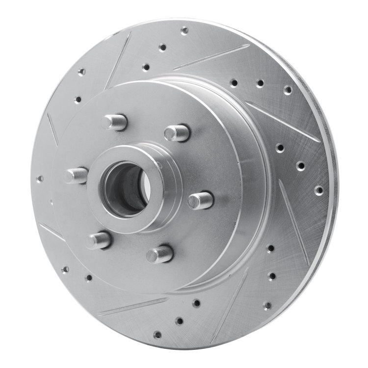E-Line Drilled & Slotted Silver Brake Rotor, 1993-1996 Mopar, Position: Front Left