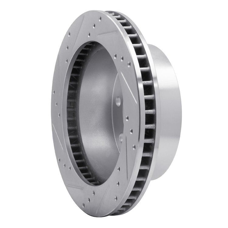 E-Line Drilled & Slotted Silver Brake Rotor, 2000-2002 Mopar, Position: Front Right