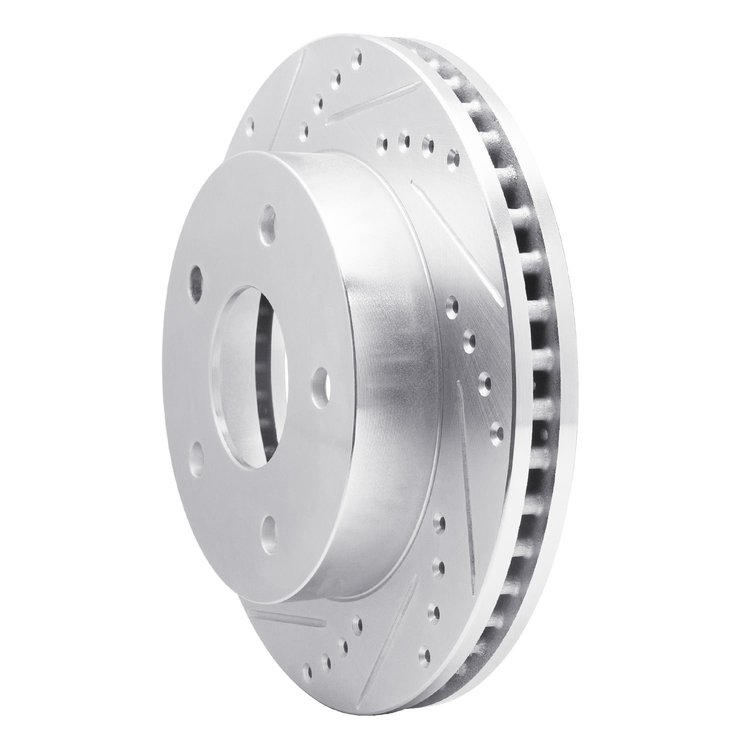 E-Line Drilled & Slotted Silver Brake Rotor, 2000-2002 Mopar, Position: Front Left