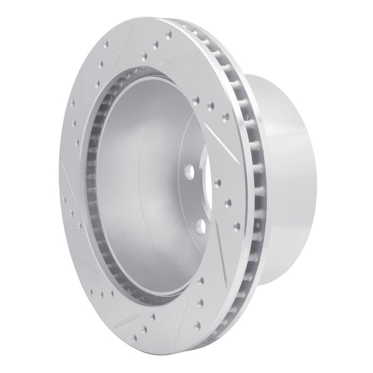 E-Line Drilled & Slotted Silver Brake Rotor, 2000-2002 Mopar, Position: Rear Right