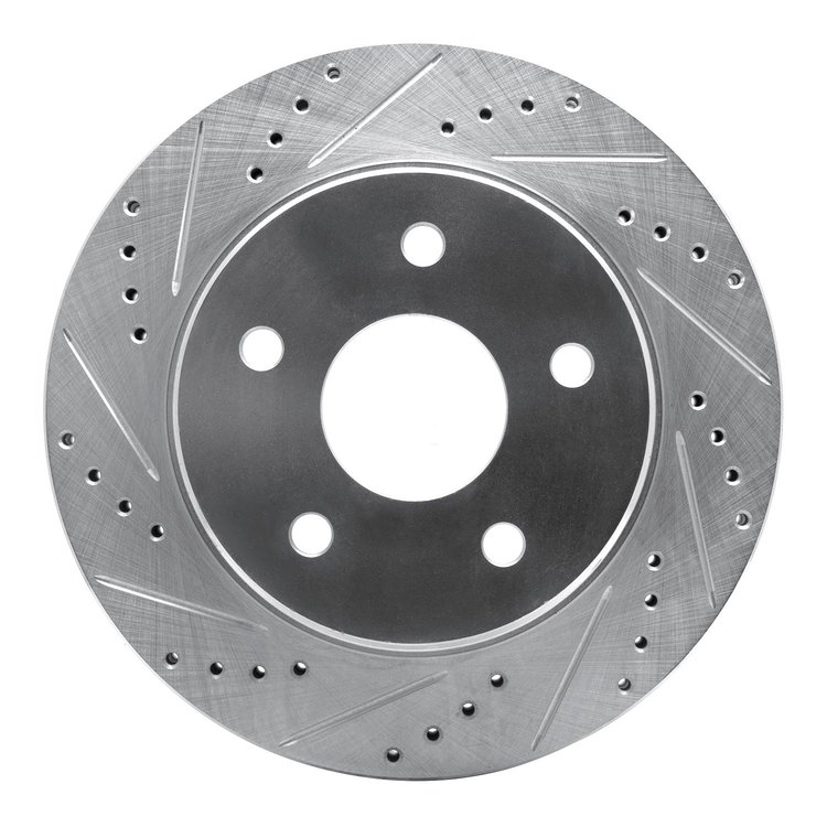 E-Line Drilled & Slotted Silver Brake Rotor, Fits Select Mopar, Position: Front Right