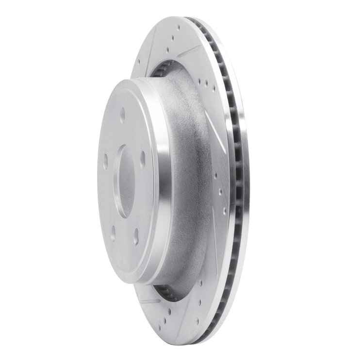 E-Line Drilled & Slotted Silver Brake Rotor, Fits Select Mopar, Position: Rear Left