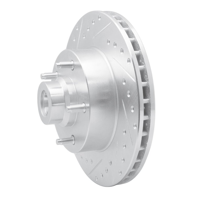 E-Line Drilled & Slotted Silver Brake Rotor, 2003-2003 Mopar, Position: Front Left