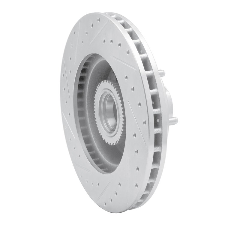 E-Line Drilled & Slotted Silver Brake Rotor, 2003-2003 Mopar, Position: Front Right