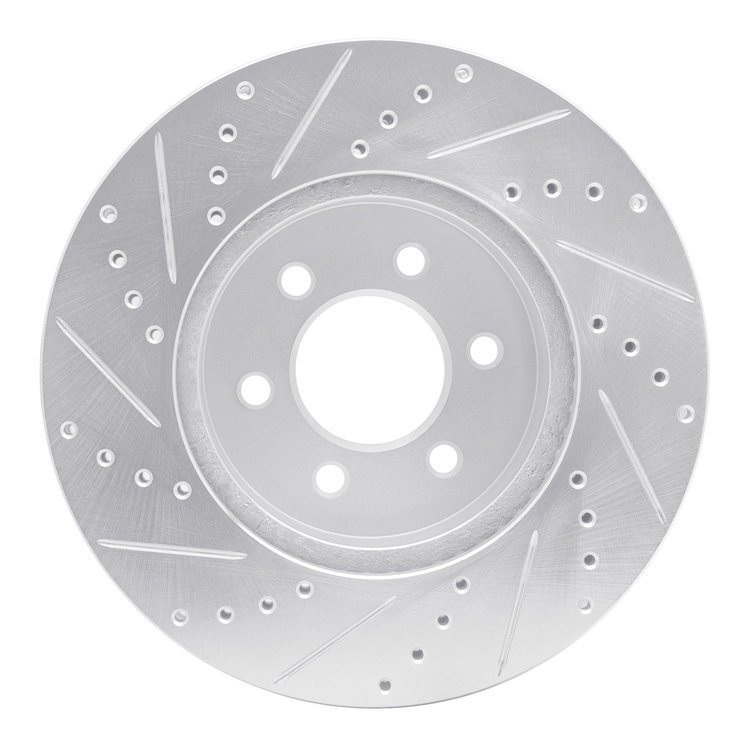 E-Line Drilled & Slotted Silver Brake Rotor, 2003-2003 Mopar, Position: Front Right