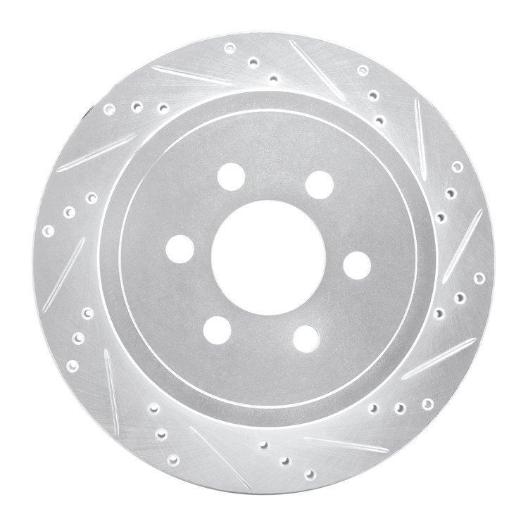 E-Line Drilled & Slotted Silver Brake Rotor, 2003-2003 Mopar, Position: Rear Right