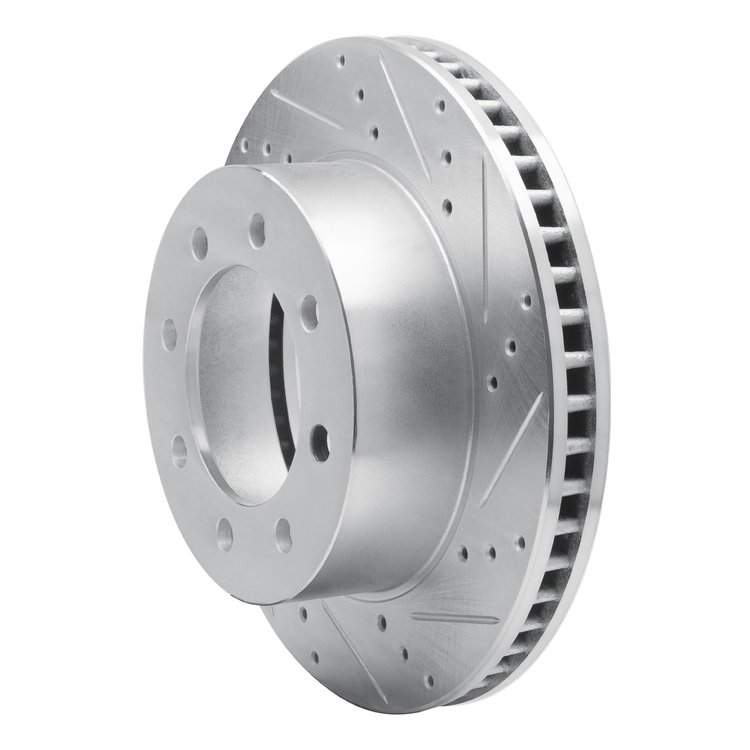 E-Line Drilled & Slotted Silver Brake Rotor, 2003-2008 Mopar, Position: Front Right