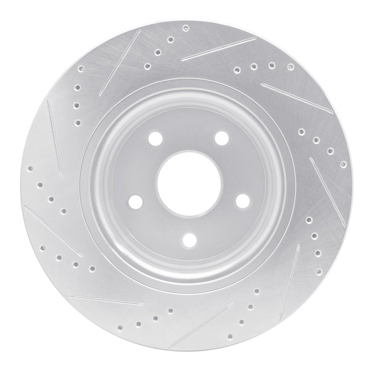 E-Line Drilled & Slotted Silver Brake Rotor, 2004-2006 Mopar, Position: Front Right