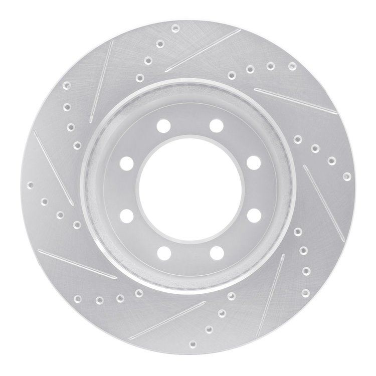 E-Line Drilled & Slotted Silver Brake Rotor, Fits Select Mopar, Position: Front Right