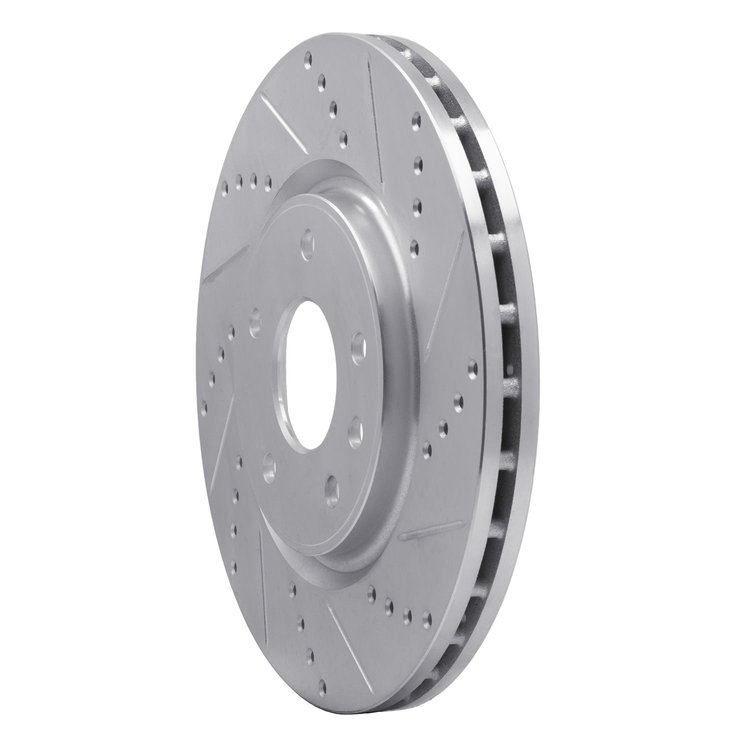 E-Line Drilled & Slotted Silver Brake Rotor, Fits Select Fits Multiple Makes/Models, Position: Front Right