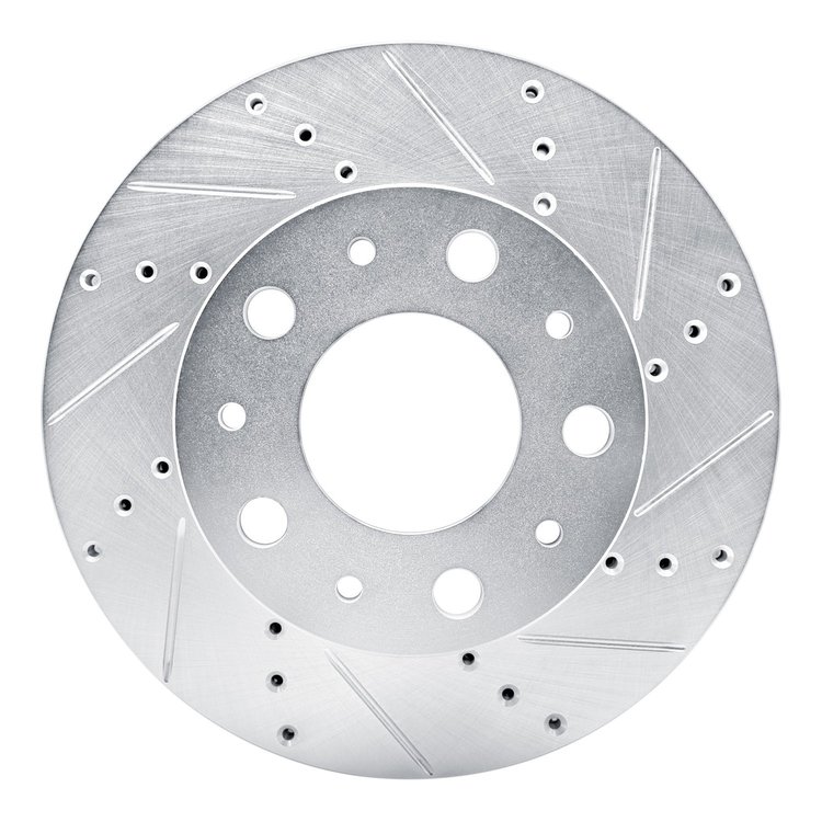 E-Line Drilled & Slotted Silver Brake Rotor, Fits Select Mopar, Position: Front Right