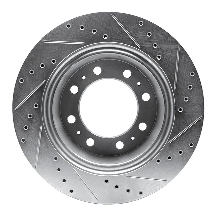 E-Line Drilled & Slotted Silver Brake Rotor, Fits Select Mopar, Position: Rear Left