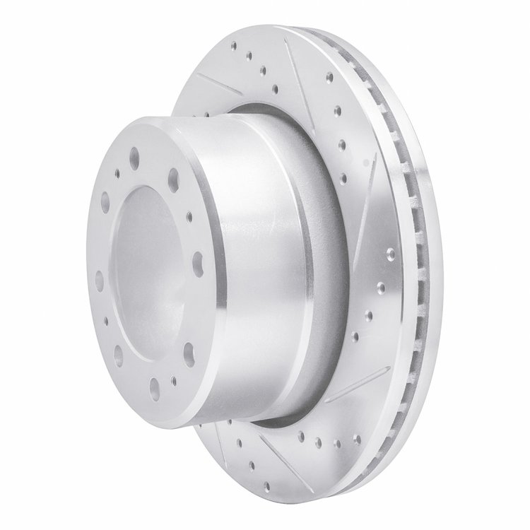 E-Line Drilled & Slotted Silver Brake Rotor, Fits Select Mopar, Position: Rear Right