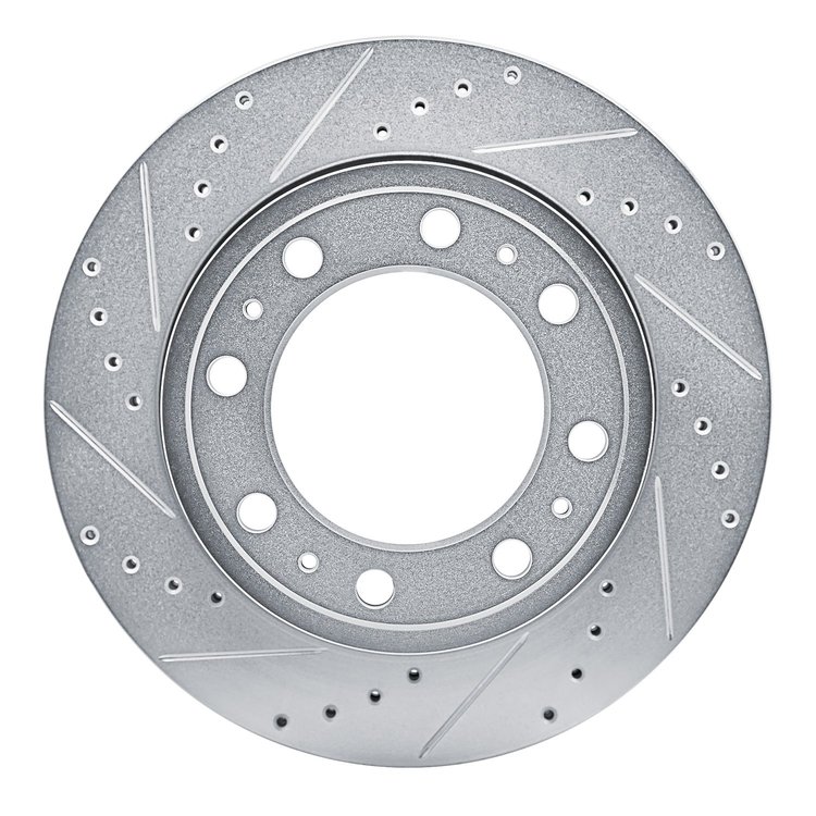 E-Line Drilled & Slotted Silver Brake Rotor, Fits Select Mopar, Position: Rear Left