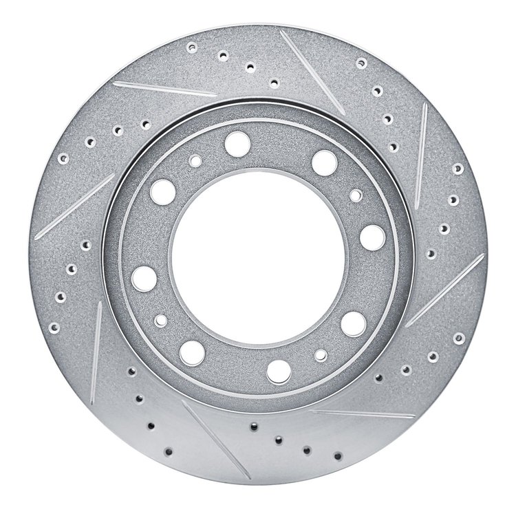 E-Line Drilled & Slotted Silver Brake Rotor, Fits Select Mopar, Position: Rear Right