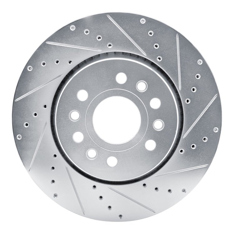 E-Line Drilled & Slotted Silver Brake Rotor, Fits Select Mopar, Position: Front Right
