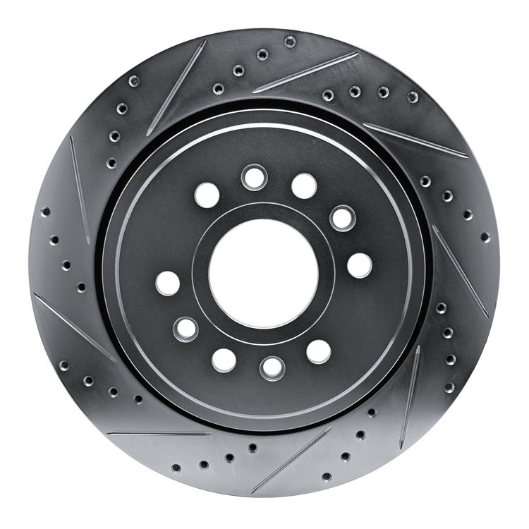 E-Line Drilled & Slotted Silver Brake Rotor, Fits Select Mopar, Position: Rear Left
