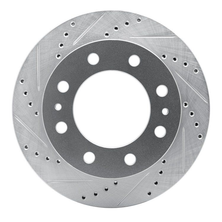 E-Line Drilled & Slotted Silver Brake Rotor, Fits Select Mopar, Position: Rear Left