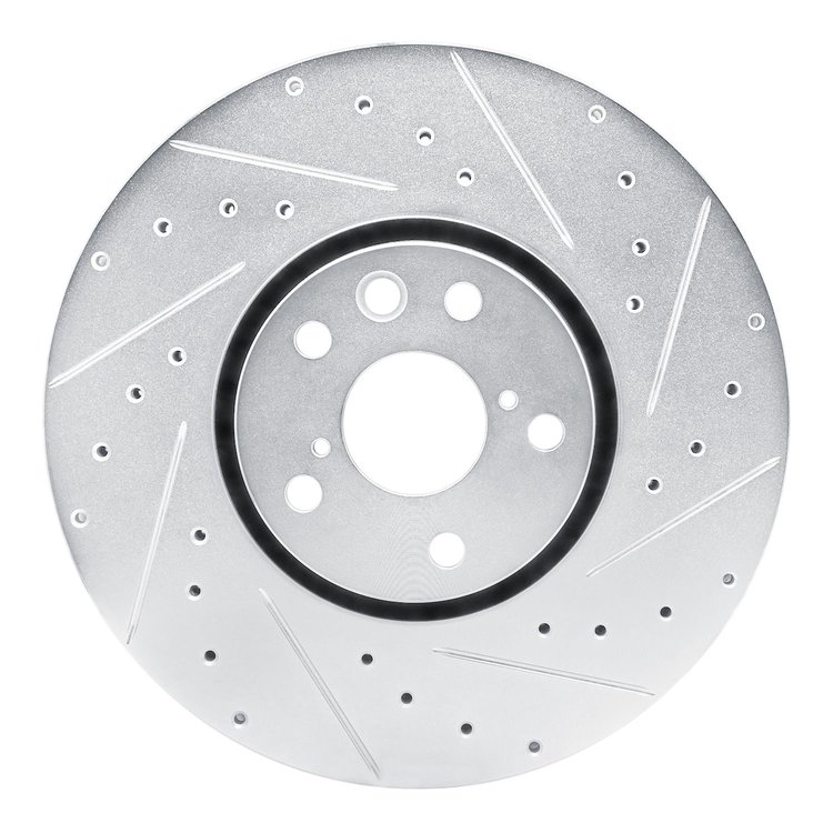 E-Line Drilled & Slotted Silver Brake Rotor, Fits Select Mopar, Position: Right Front