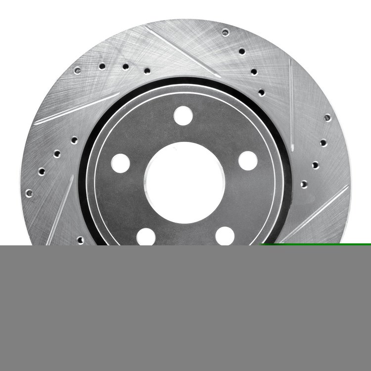 E-Line Drilled & Slotted Silver Brake Rotor, 2005-2010 Mopar, Position: Front Right