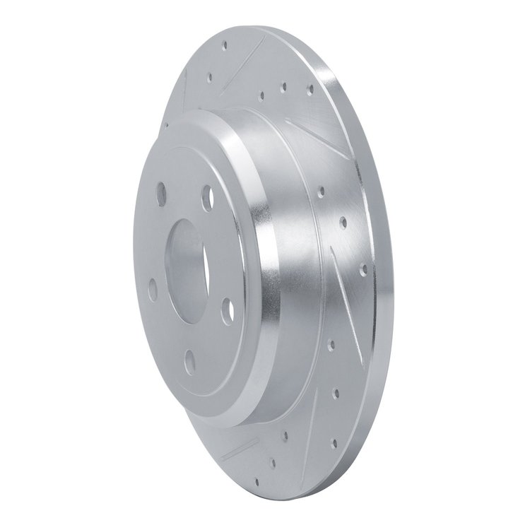 E-Line Drilled & Slotted Silver Brake Rotor, Fits Select Mopar, Position: Rear Left