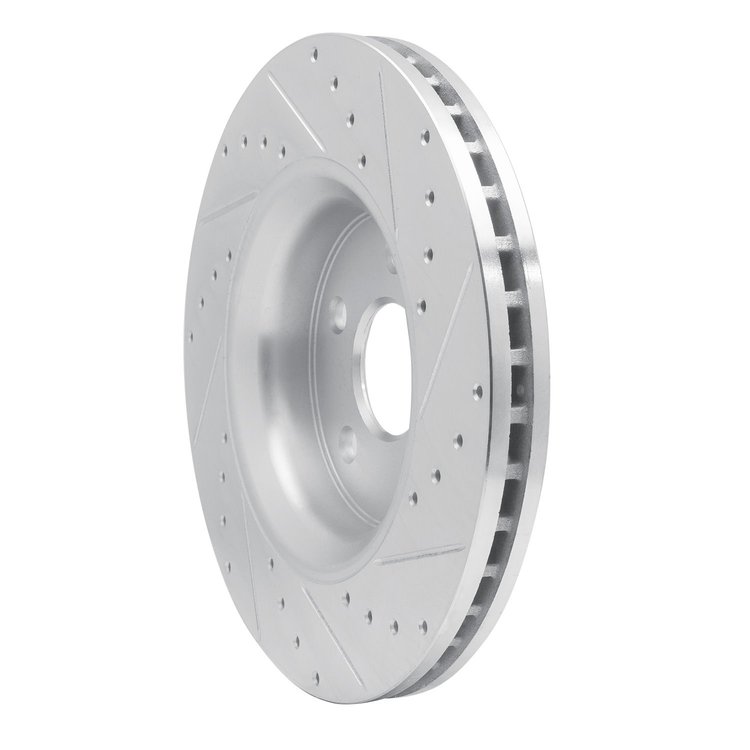 E-Line Drilled & Slotted Silver Brake Rotor, Fits Select Mopar, Position: Front Left