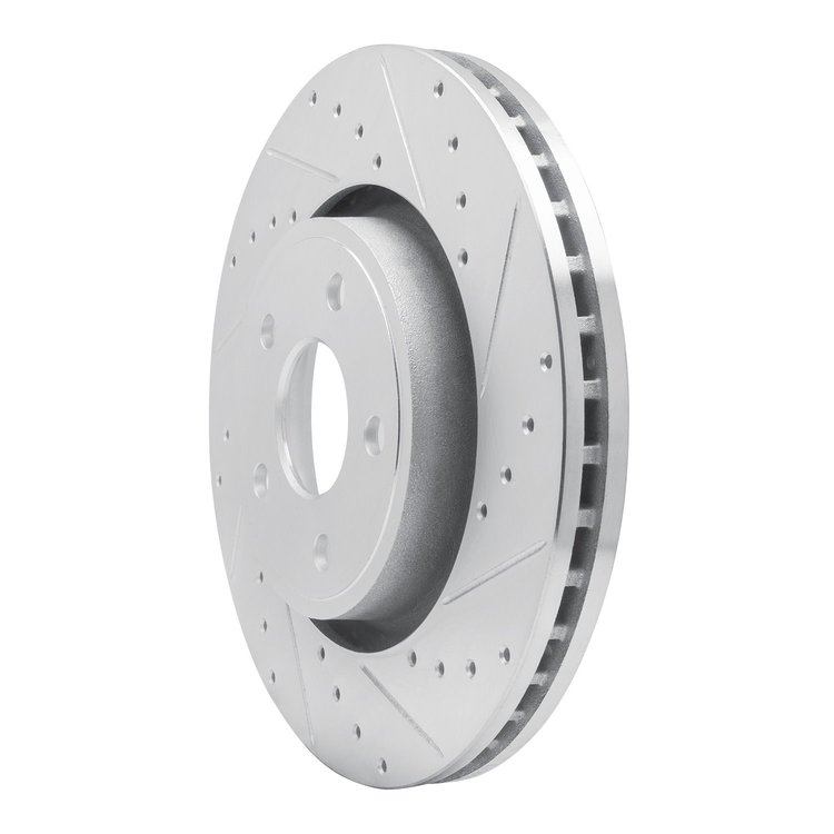 E-Line Drilled & Slotted Silver Brake Rotor, Fits Select Mopar, Position: Front Right