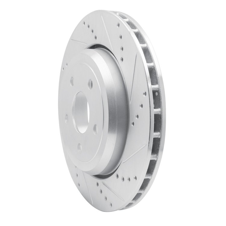 E-Line Drilled & Slotted Silver Brake Rotor, Fits Select Mopar, Position: Rear Right