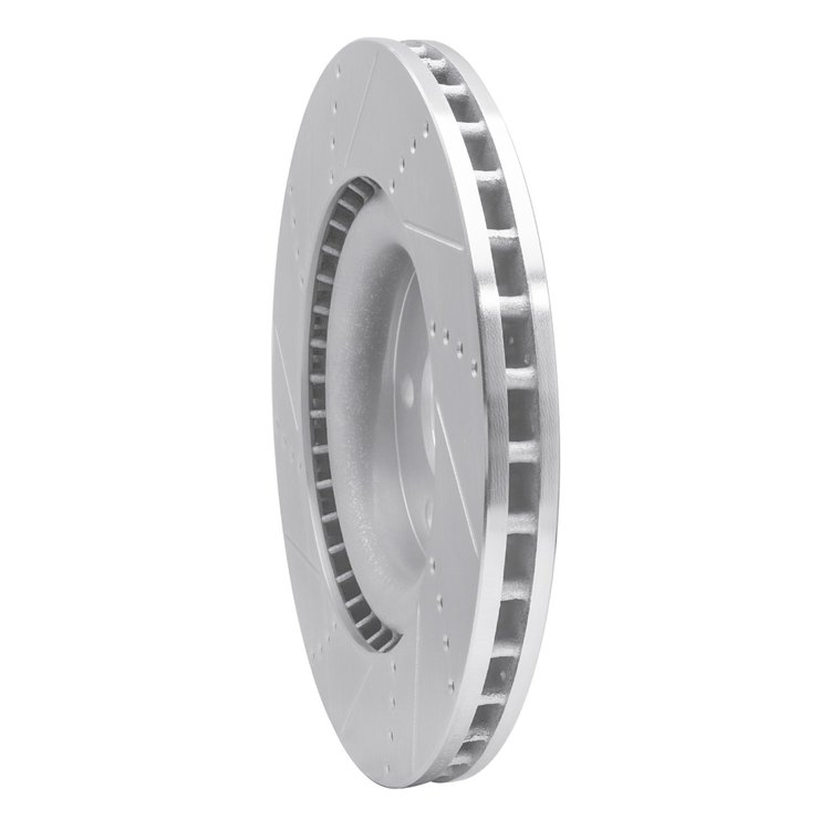 E-Line Drilled & Slotted Silver Brake Rotor, Fits Select Mopar, Position: Front Right