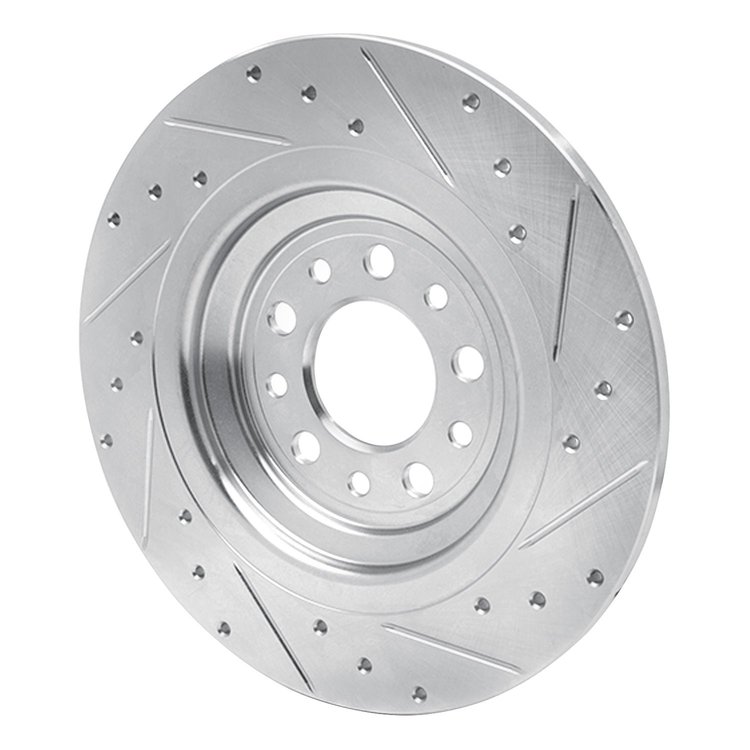 E-Line Drilled & Slotted Silver Brake Rotor, Fits Select Mopar, Position: Rear Left