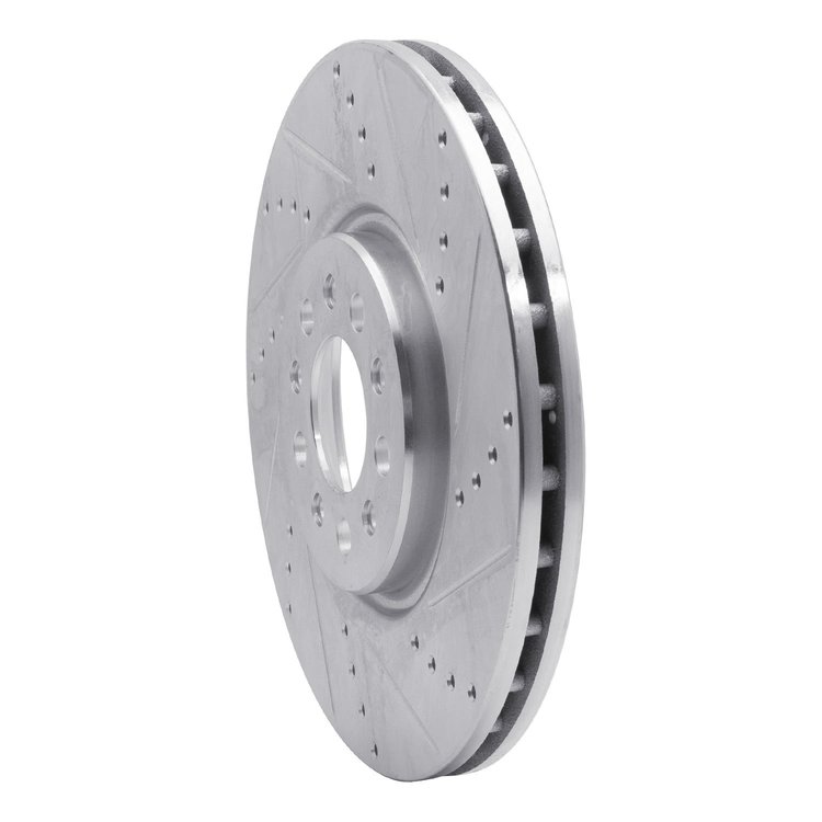 E-Line Drilled & Slotted Silver Brake Rotor, Fits Select Mopar, Position: Front Right