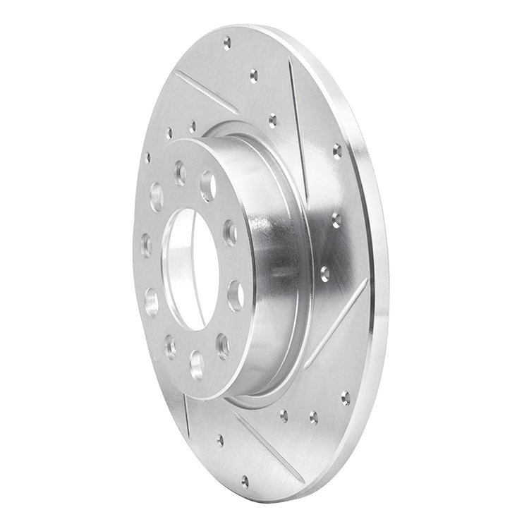 E-Line Drilled & Slotted Silver Brake Rotor, Fits Select Mopar, Position: Rear Right