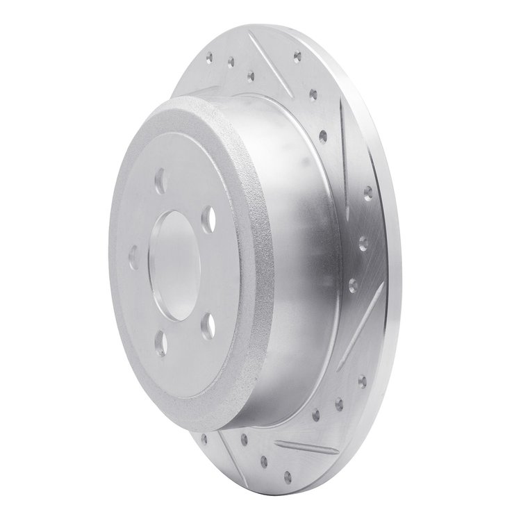 E-Line Drilled & Slotted Silver Brake Rotor, 2007-2012 Mopar, Position: Rear Left