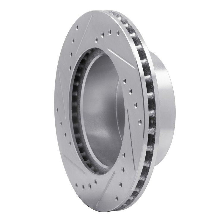 E-Line Drilled & Slotted Silver Brake Rotor, 1990-1999 Mopar, Position: Front Right