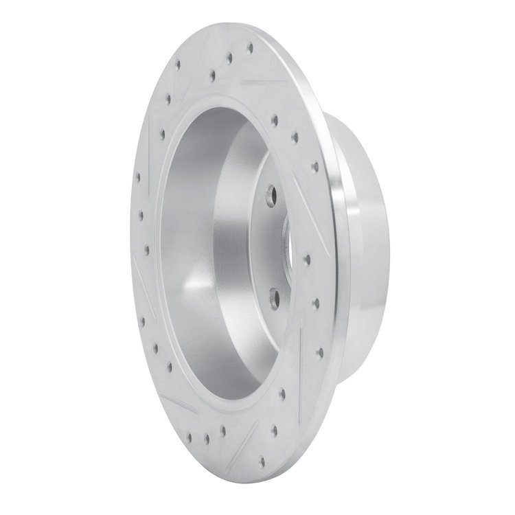 E-Line Drilled & Slotted Silver Brake Rotor, 1999-2004 Mopar, Position: Rear Right