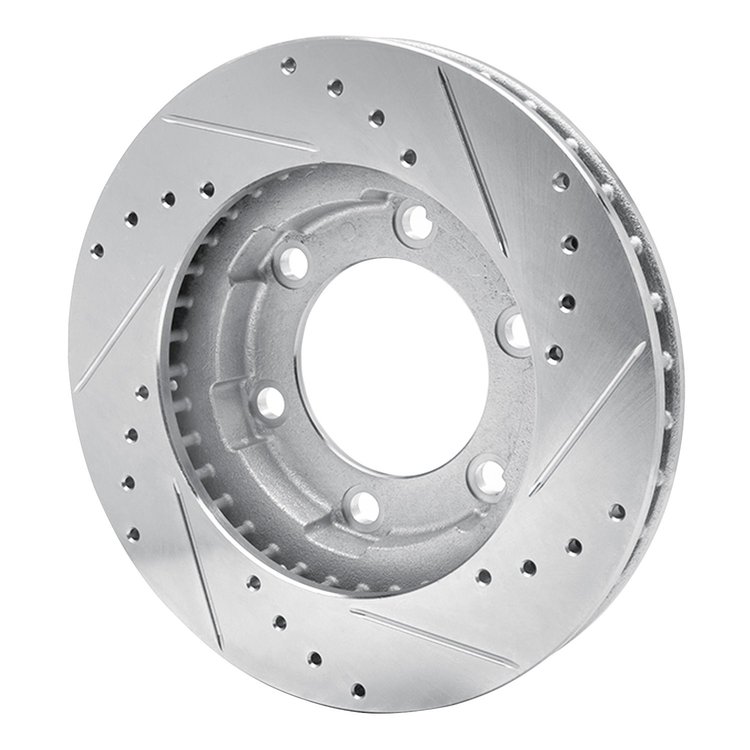 E-Line Drilled & Slotted Silver Brake Rotor, 1971-1991 Fits Multiple Makes/Models, Position: Front Left