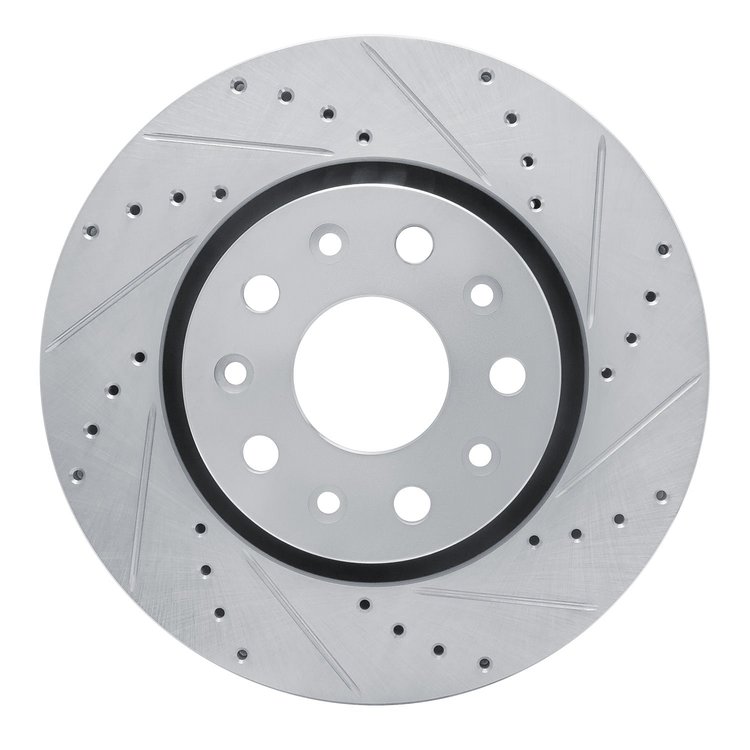 E-Line Drilled & Slotted Silver Brake Rotor, Fits Select Mopar, Position: Front Right