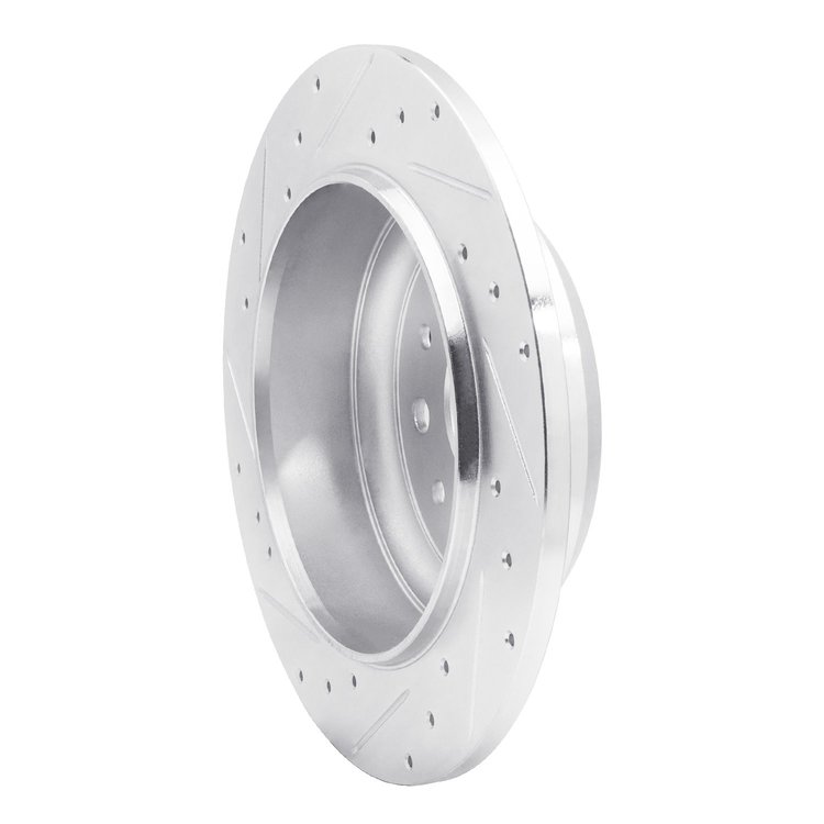 E-Line Drilled & Slotted Silver Brake Rotor, Fits Select Mopar, Position: Rear Right